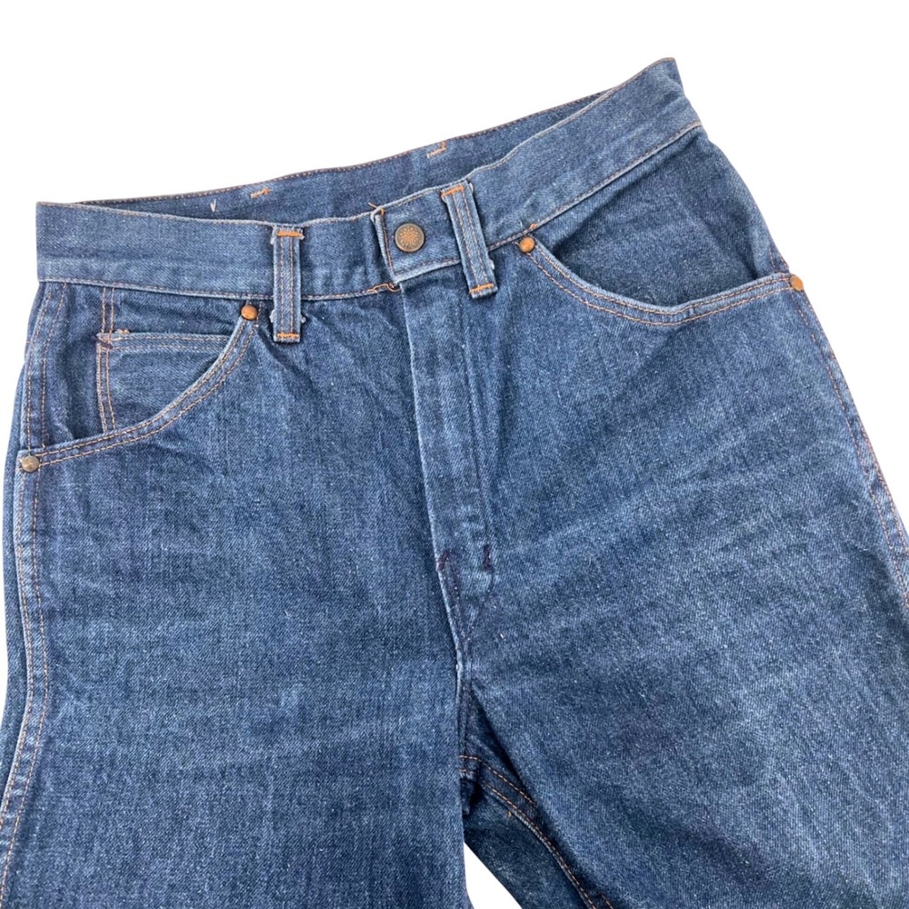 Vintage Big Yank High Waisted Flare Leg Jeans Dark Wash Denim 26x29.5in Western - Picture 4 of 12